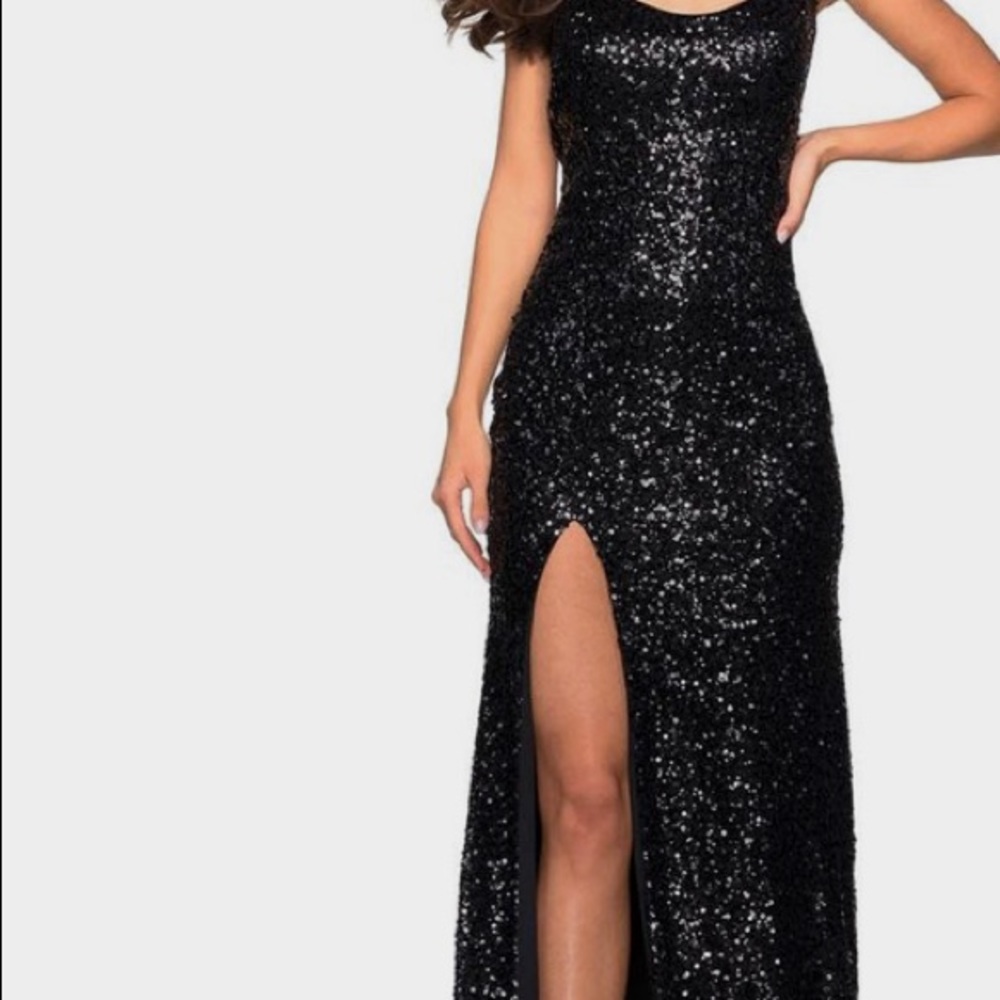 Black sequin prom dress